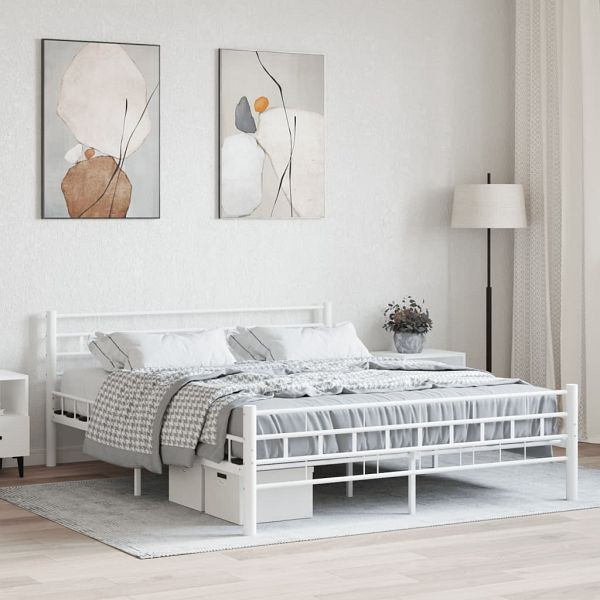 vidaXL Bettgestell Weiß Metall 160×200 cm, 285299