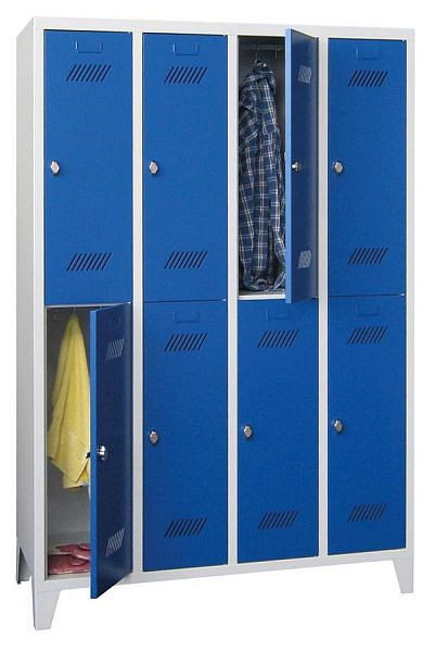 Pavoy Kleider-Schließfachschrank mit Füßen 1850/500/1200, 4b x 2h, Drehriegelverschluss, Abteilbreite 300, 60260-423-032-905735