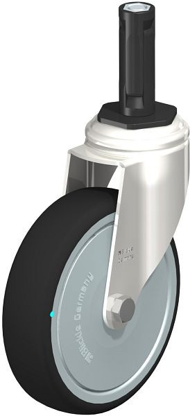 Blickle LKRXA-PATH 126KD-11-FK-EXR12 Edelstahl-Apparate-Lenkrolle mit Expander, Thermoplastisches Polyurethan, Grau, 853497