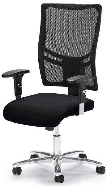 Deskin Bürodrehstuhl COMFORT R NET BIG DELUXE, inkl. Armlehnen, Fußkreuz Stahl verchromt, Bezug Stoff Basic G, Farbe schwarz, 258406