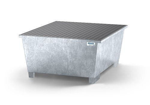 DENIOS Auffangwanne classic-line für 1 IBC, verzinkt, Abfüllbereich und Gitterrost, 259384