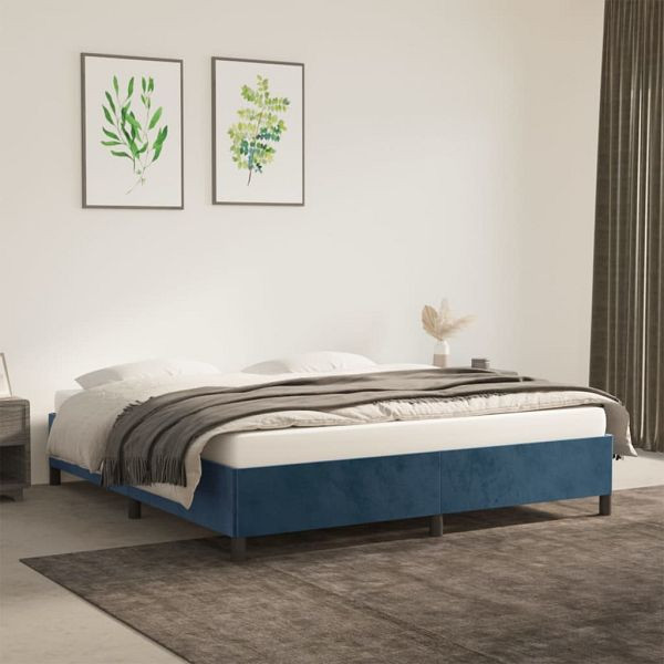 vidaXL Bettgestell Dunkelblau 160x200 cm Samt, 347334, 8720287173830