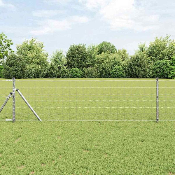 vidaXL Eurozaun Silber 0,8 x 25 m Feuerverzinktes Eisen, 42004692