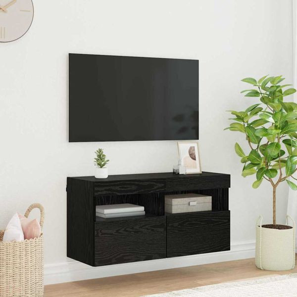 vidaXL TV-Wandschrank Schwarz Eichen-Optik 80 x 30 x 40 cm, 882981