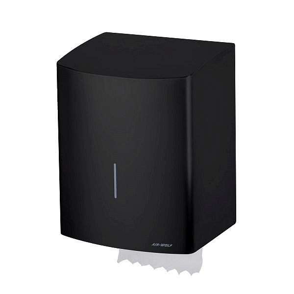 Air Wolf Rollenhandtuchspender selbstschneidend, Serie Alpha, H x B x T: 383 x 306 x 236 mm, Edelstahl schwarz, 60-151