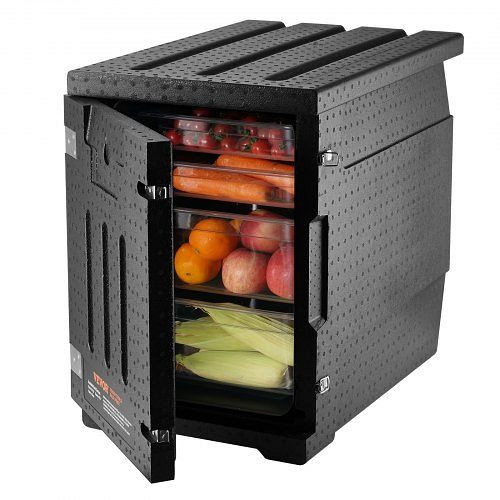 VEVOR Isolierter Lebensmittelbehälterträger, 82 Qt Hot Box für die Gastronomie, mit Doppelschnallen, Frontlader-Speisewärmer, SPBWXHSEPP90LLAXYV0