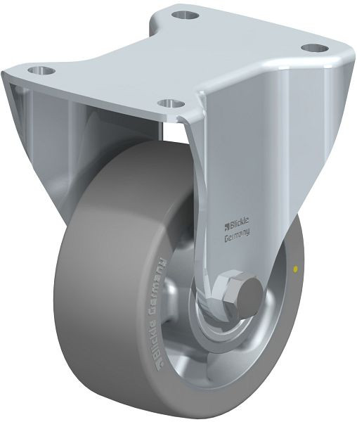 Blickle BH-ALTH 127K-AS Stahlblech-Bockrolle, Schwerlast-Ausführung, mit Anschraubplatte, Blickle Extrathane®, Grau, 661272