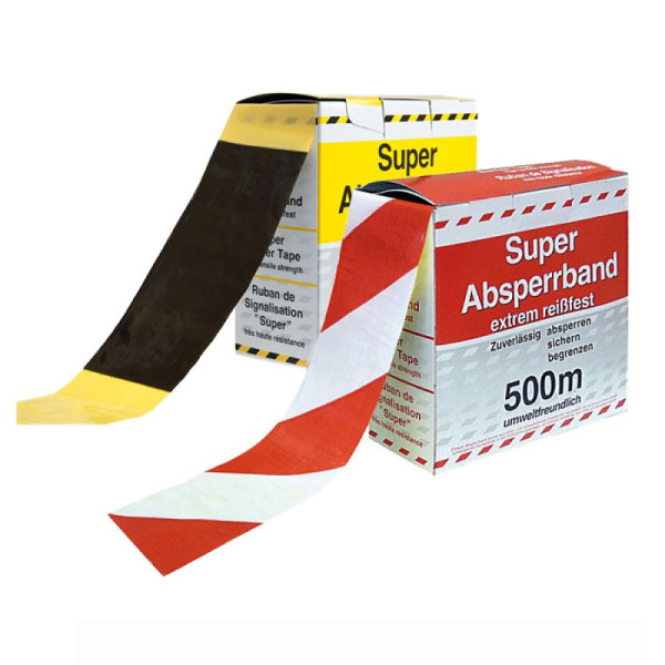 Stein HGS Absperrband 'Strong' reißfest, ohne, rot/weiß schraffiert, VE: 10 Rollen, ke1223-10