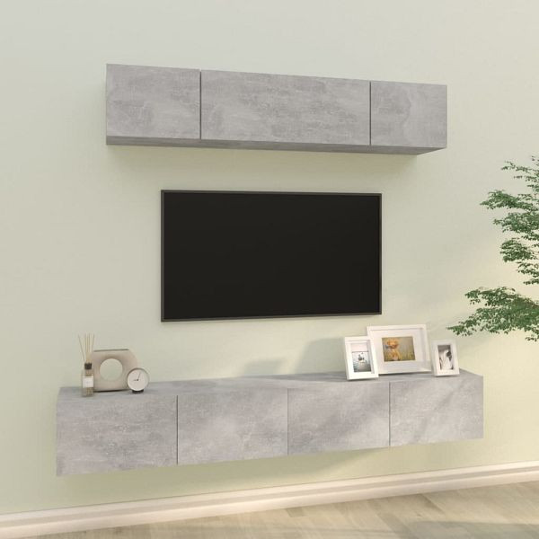 vidaXL 4-teilig TV-Schrank-Set Betongrau Holzwerkstoff, 3114529