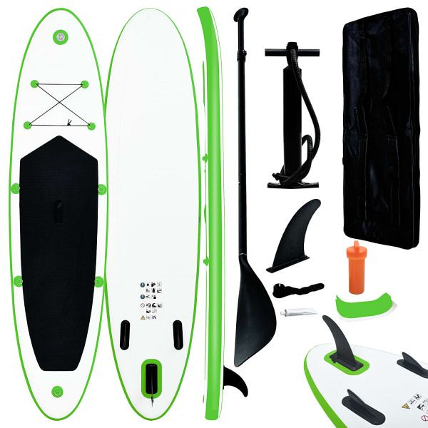 vidaXL Aufblasbares Stand Up Paddle Board Set Grün und Weiß, 92732