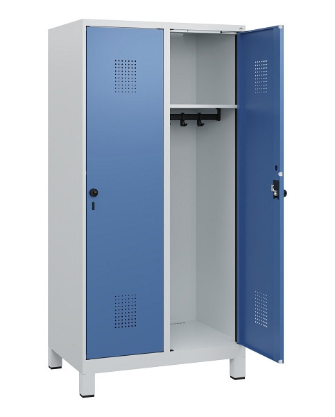C+P Spind Evolo PLUS, Füße, 2 Abteile, 1630x800x500mm, 7035/5023, Drehriegel, 0490105-22 S10008