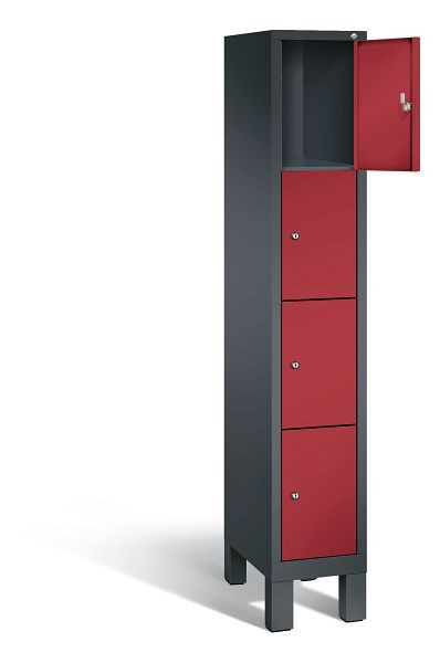 C+P Schließfachschrank Evolo, H1850xB320xT500mm, Farbe: Schwarzgrau / Rubinrot, 48010-104 S10008