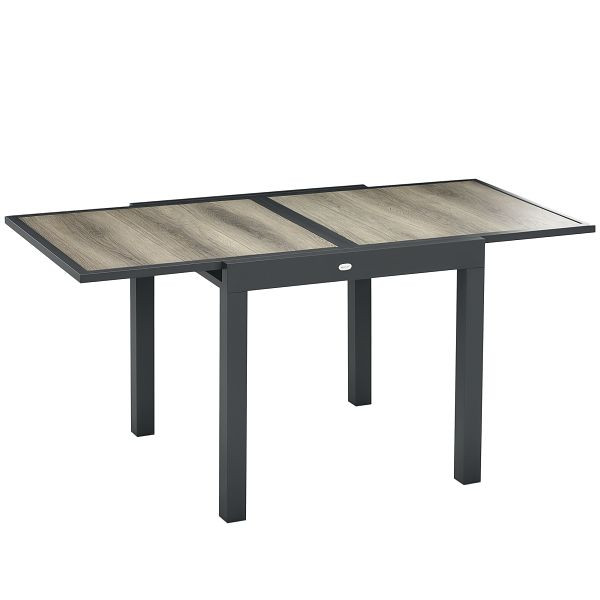 Outsunny Gartentisch, ausziehbar, pflegeleicht, Aluminiumrahmen, Holzoptik, 160 x 80 x 75 cm, 84G-076V00BG
