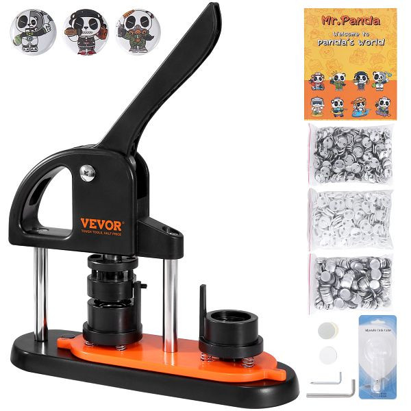 VEVOR Buttonmaschine Knopfmachermaschine 25mm 500 Stück Badge Punch Press, Buttonpresse, DIY Badge Press Machine Button Badge Maker, SLKXZJ25MM500F0YVV0