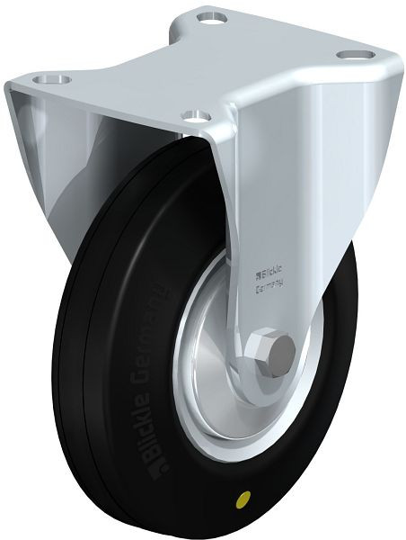 Blickle B-V 125R-EL-FA Stahlblech-Bockrolle, mittelschwere Ausführung, mit Anschraubplatte, Vollgummi, Schwarz, 92189