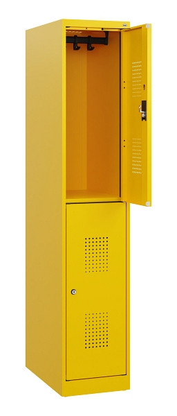 C+P Doppelstöckiger Spind Evolo PLUS, 2 Fächer, 1530x300x500mm, 1023/1023, Zylinderschloss, 0493005-10 S10065