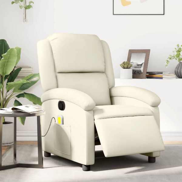 vidaXL Massagesessel Elektrisch Creme Kunstleder, 3204220