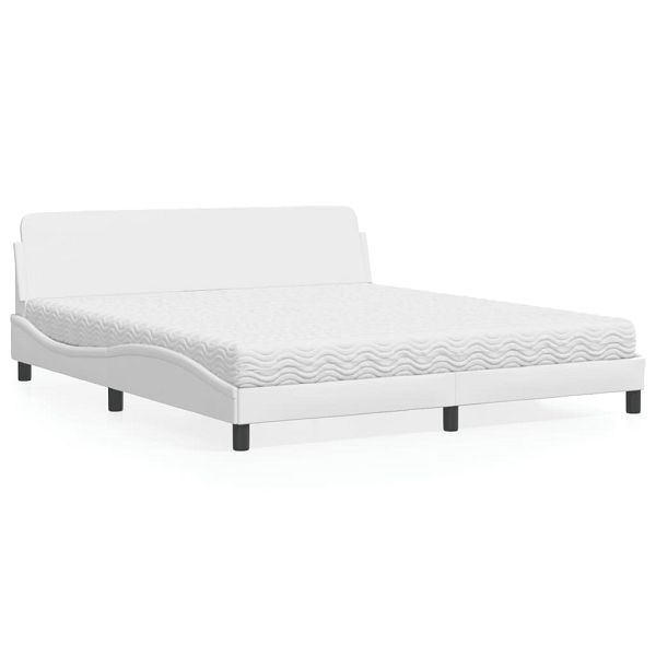 vidaXL Bett mit Matratze Weiß 180x200 cm Kunstleder, 3208458