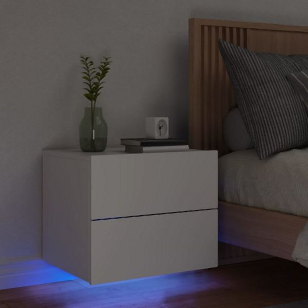 vidaXL Wand-Nachttisch mit LED-Leuchten Weiß, 836812, 8721012253964