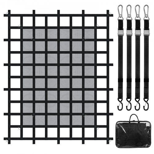 VEVOR Frachtnetz 183x145cm, Ladeflächennetz mit Gurten, wetterfestes Transportnetz für LKW, SUV, Jeep, Boot, HWGDWYMESHWFJ1U33V0