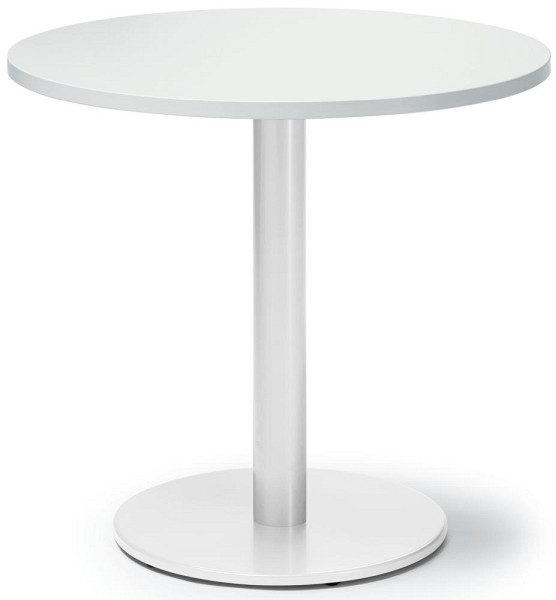Deskin Besprechungs- und Konferenztisch MODUL, Platte Dekor Weiß, Gestell Weiß RAL 9016, Durchmesser 800 mm, Höhe 735 mm, 295363