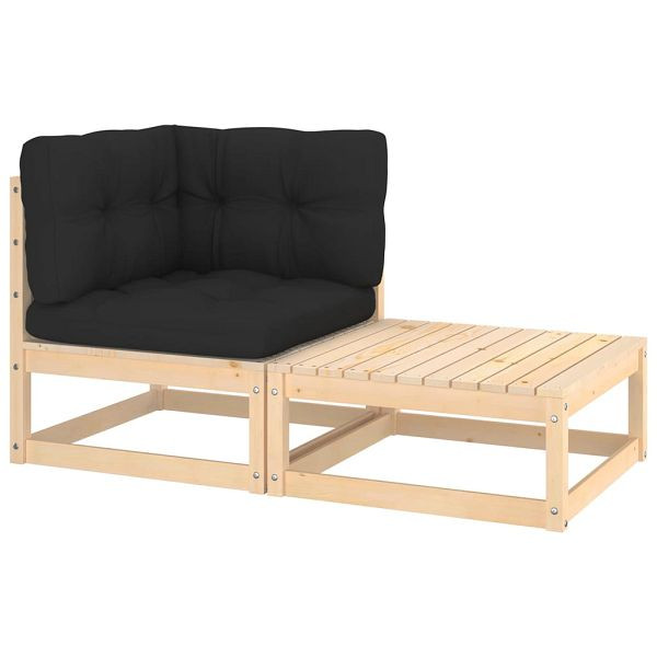 vidaXL 2-teilig Garten-Lounge-Set mit Kissen Kiefer Massivholz, 807293