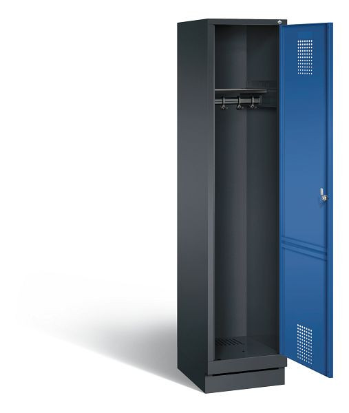 C+P Garderobenschrank Evolo, H1800xB420xT500mm, Farbe: Schwarzgrau / Enzianblau, 48020-12 S10133