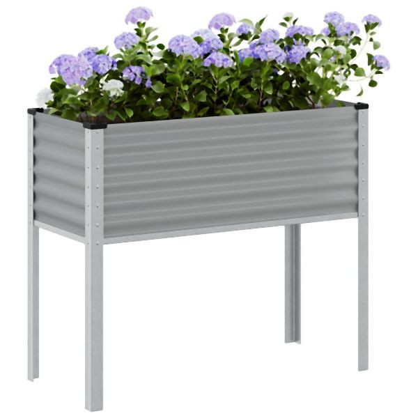 vidaXL Pflanzkübel Grau 100x41x90 cm Stahl, für Garten, 4008970