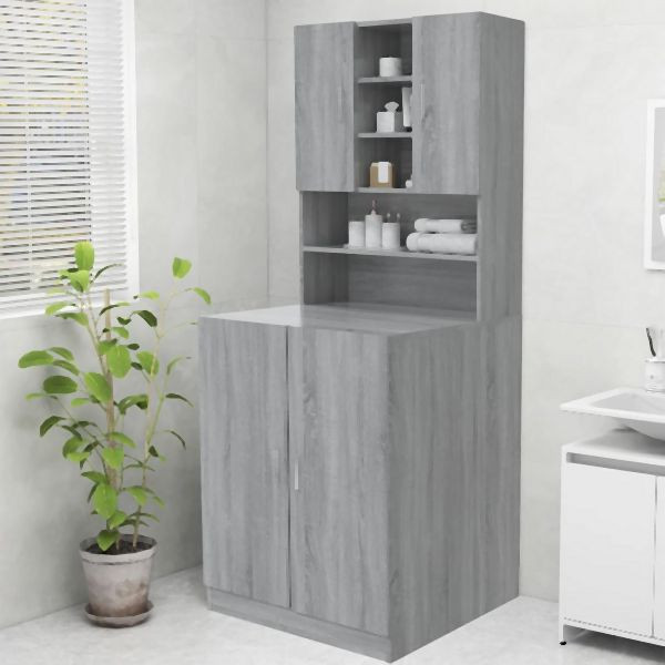vidaXL Waschmaschinenschrank Grau Sonoma 70,5x25,5x90 cm, 815946