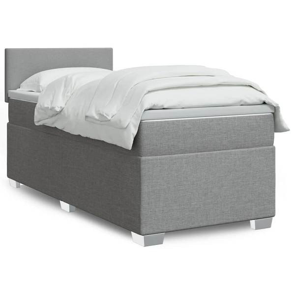 vidaXL Boxspringbett mit Matratze Hellgrau 100x200 cm Stoff, 3285792