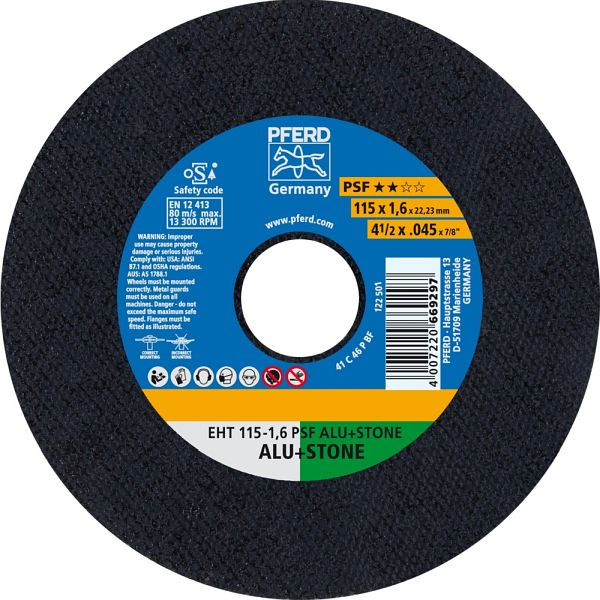 Pferd Trennscheibe EHT 115-1,6 PSF ALU+STONE, VE: 25 Stück, 61818021
