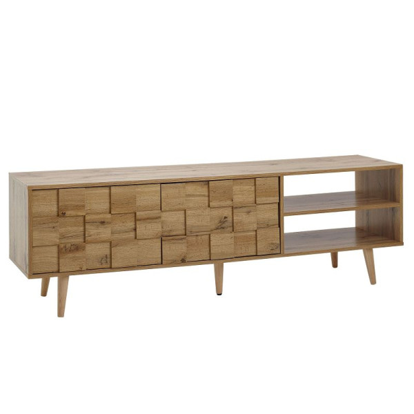 Wohnling Lowboard Holz Eiche-Dekor 160x51x40 cm TV-Kommode mit zwei Türen, Design TV-Schrank Hoch, Fernsehtisch Fernsehschrank Modern, WL6.578