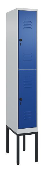 C+P Doppelstöckiger Spind Classic PLUS, Gestell, 2120x300x500mm, 7035/5010, Drehriegel, 0803307-10 S10003