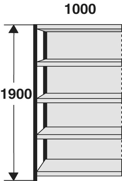 Kerkmann Regalfeld Stora 100, B 1000 x T 300 x H 1900 mm, silber/lichtgrau, 51253714
