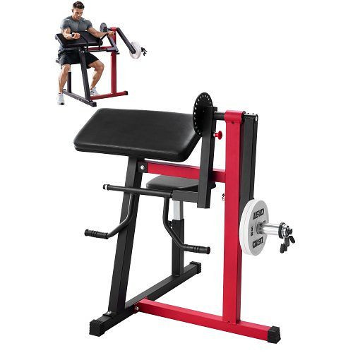 VEVOR Preacher Curl Bank, 2-in-1 Bizeps-Curlbank & Trizeps-Extension Maschine, Kraftstation für Heim-Fitnessstudio, EHYMSYKDJGDCOS93AV0