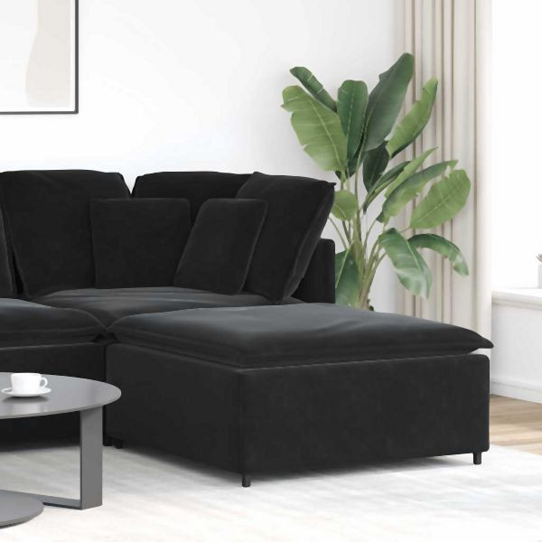 vidaXL Modulares Sofa Fußhocker-Modul Schwarz 100x100x48 cm, 4104494