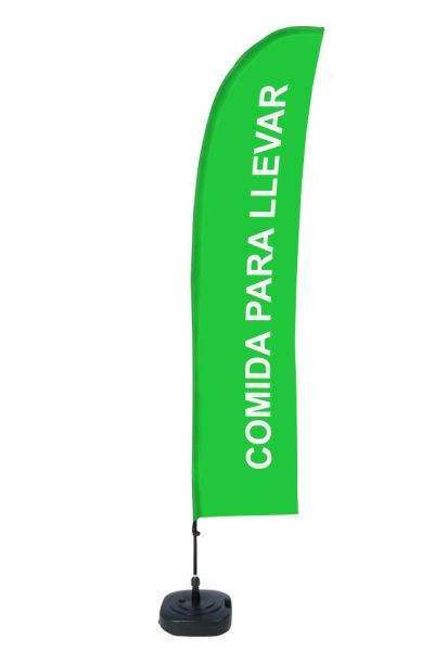 Showdown Displays Beach Flag Budget Wind Komplettset Take Away Grün Spanisch, BFBL-WT21-17-I145