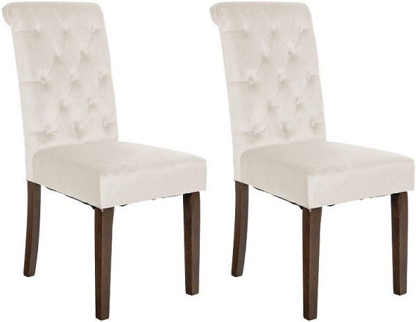 CLP 2er Set Esszimmerstühle Lisburn Samt, creme, 322777