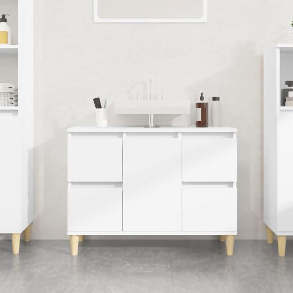 vidaXL Waschbeckenunterschrank Weiß 80x33x60 cm Holzwerkstoff, 821268
