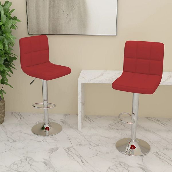 vidaXL Barhocker 2 Stück Weinrot Stoff, 334247, 8720286526279
