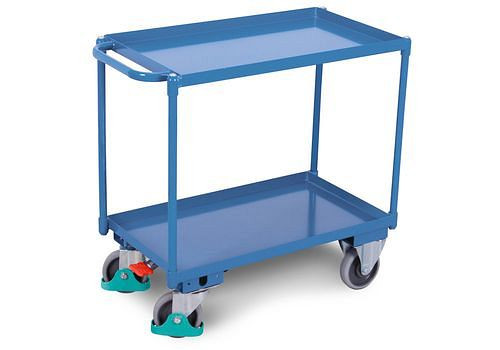 DENIOS Tischwagen DENIOS classic-line, 2 Stahlwannen, 845 x 495 mm, 400 kg, 258220