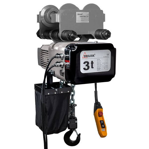DELTA Elektrischer Kettenzug Typ DTS mit Handfahrwerk 400V, 6m/min 1-Strang, 3t mit 3m Hubhöhe, SG.0.DTY.03001.03