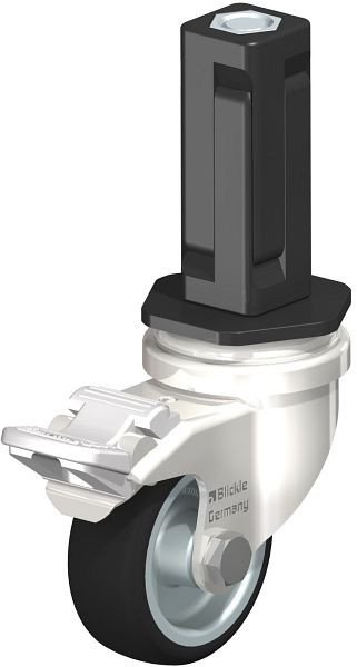 Blickle LRXA-PATH 50G-FI-EXV03 Edelstahl-Apparate-Lenkrolle mit Expander & Feststeller, Thermoplastisches Polyurethan, Grau, 853315