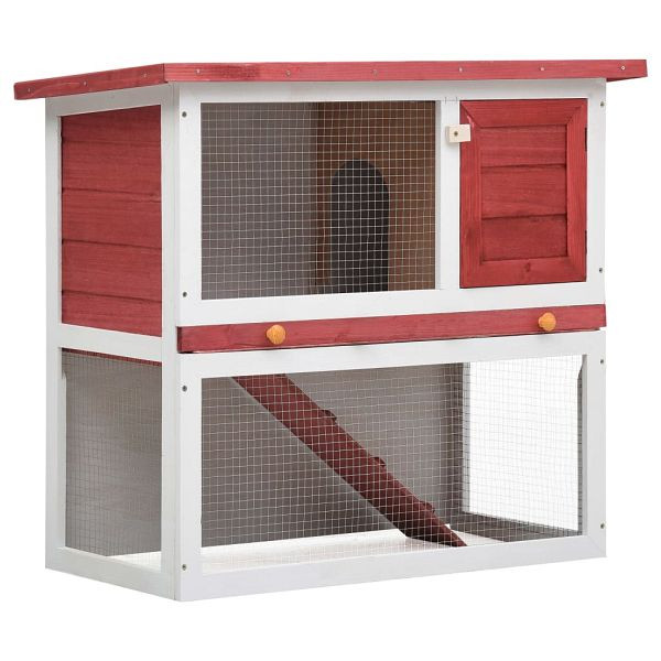 vidaXL Kaninchenstall 1 Tür Rot Holz, 170833