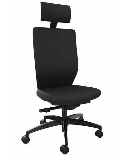 DENIOS Bürostuhl Stilo ES operator, Syncro-Quickshift-Technik, Nackenstütze, schwarz, 292415