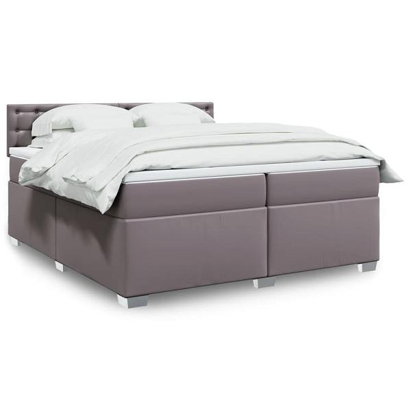 vidaXL Boxspringbett mit Matratze Grau 200x200 cm Kunstleder, 3286138