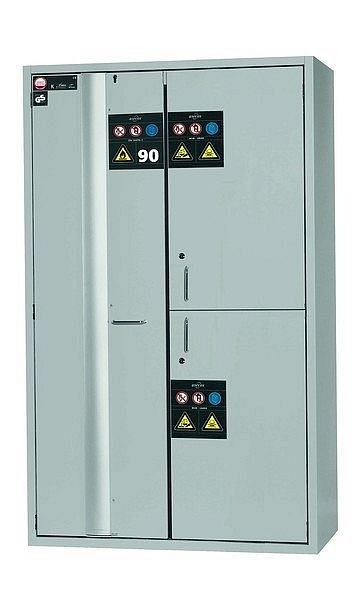 asecos Kombi-Sicherheitsschrank K-PHOENIX-90, K90.196.120.MF.FWAS in lichtgrau RAL 7035 mit 3x Wannenboden Standard (Stahlblech), 30333-001-31981