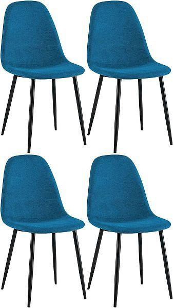 CLP 4er Set Esszimmerstühle Napier Stoff, blau, 318568