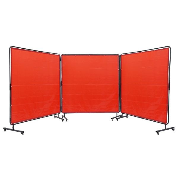 VEVOR 3-Panel-Schweißvorhang 1,8 x 1,8 m mit 12 Schwenkrädern und einem 6-stufigen UV-Schutz Rot, SMSHJPF6X6YCUPLA3V0