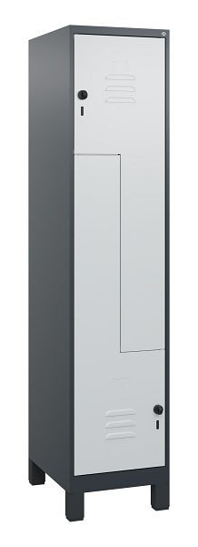 C+P Z-Spind Classic PLUS, Füße, 2 Abteile, 1800x400x500mm, 7016/7035, Drehriegel, 0800137-122 S10013